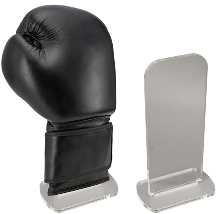 Tissting 2 Stück Boxhandschuh Ausstellungsständer 8 x 5 x 15 cm Acryl Vertikaler Boxhandschuh Halter mit Abnehmbarer Basis, Boxhandschuh Display Ständer(Klare Basis)