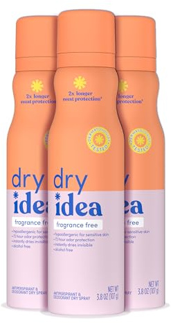 Dry Idea Fragrance-Free Dry Spray Deodorant & Antiperspirant for Women - Hypoallergenic for Sensitive Skin, 2X Longer Sweat Protection*, 72Hr Odor Control, Womens Deodorant, 3.8 oz (3 Pack)