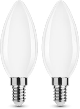 Calugy 2er Pack LED Filament C35 Kerze Milky E14 4W ersetzt 35W, neutralweiß 4000K 400lm nicht dimmbar | LED Kerze | LED E14 | E14 Kerze
