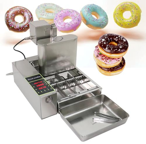 Máquina automática Comercial para Hacer Donuts - Espesor Ajustable, tolva de Acero Inoxidable de 5,5 L - 360 Piezas/h - Auto Flip - Freidora Profesional de Donuts de Acero inoxidab