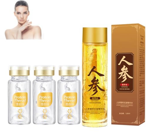 Mikabila Face (04) Sollevamento del filo di collagene, Fili di Collagene Riassorbibili per Il Lifting del Viso, Confezioni Fili di Seta al Collagene,Set di Sollevamento Del Filo di Seta,120ml+60pcs