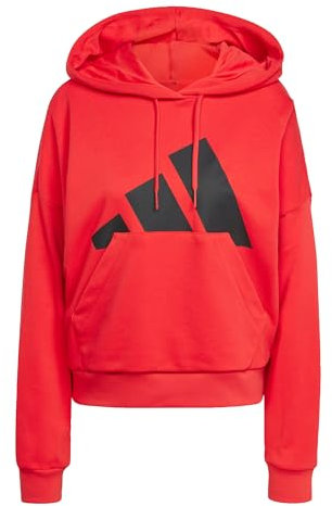 adidas Damen Essentials Big Logo French Terry Loose Hoodie, Pure Ruby/Black, XL