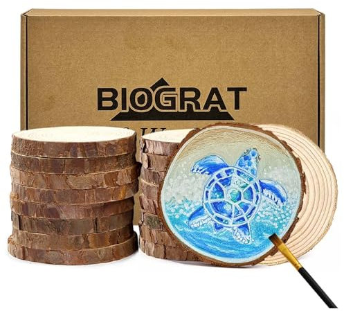 Rondin de Bois 10cm, 16 pcs Tranche de Bois 9-10 cm Naturel, épaisseur 1 cm