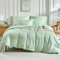Lekesky Green Double Duvet Cover Set 3pcs Botanical Plants Bedding Set, Soft Microfibre Lime Green Duvet Set with Pillowcases Zip Closure Easy Care, 200x200cm (Green, Botanical)