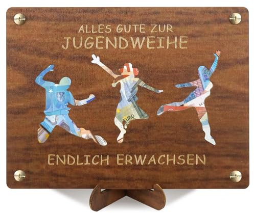 Jugendweihe Geldgeschenke Reise aus Holz Geschenke Mädchen Junge, Geldgeschenke Verpackung mit Glückwunschkarte (Jugendweihe)