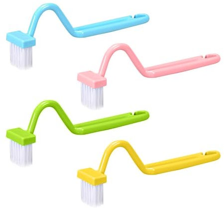 4 cepillos de limpieza de inodoro, escobilla de inodoro, cepillo de inodoro para borde inferior, cepillo de limpieza de esquinas, cepillo curvado, cepillo de limpieza en ángulo, herramienta de