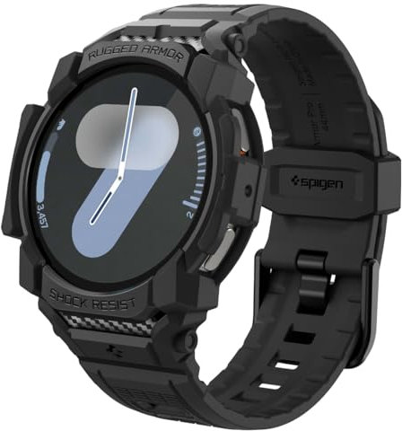 Spigen Cover con Cinturino Rugged Armor Pro Compatibile con Samsung Galaxy Watch 7 44mm (2024) - Nero Opaco