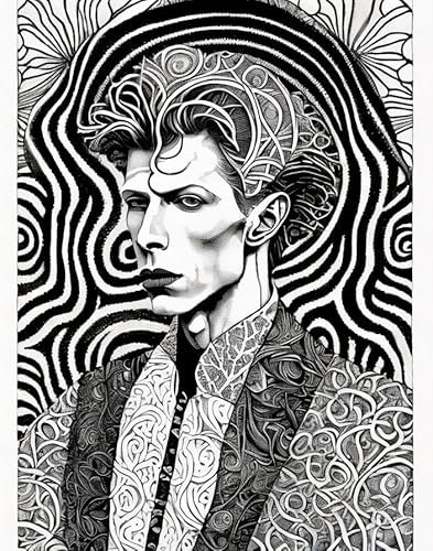 ZHAOSHAN Leinwandbilder, Poster, 58 x 90 cm, ohne Rahmen, Line-Art Mann, Schwarz-Weiß-Illustration