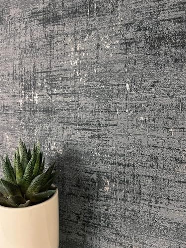 Newroom Tapete Schwarz Vliestapete Used-Look - Mustertapete Modern Anthrazit Gold Beton Metallic Loft Tapete Industrial Glanz Rustikal inkl. Tapezier-Ratgeber