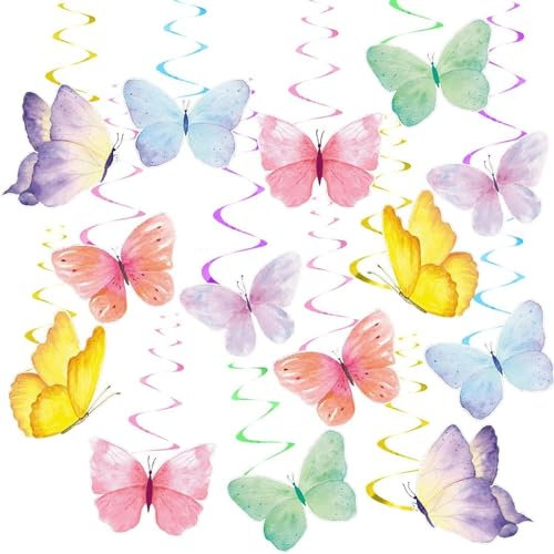 28 Stück Schmetterling Hängende Wirbel, Geburtstag Deko Schmetterling Wirbel, Schmetterling Deko Geburtstag,Deko Schmetterlinge, Schmetterlinge Deko, Schmetterlinge Deko für Für Geburtstagsfeier