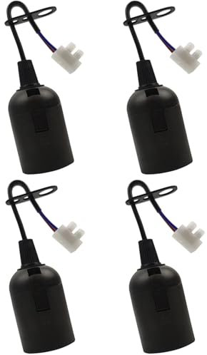 Baufassung E27 Mit Kabel， 4 Stück Fassung，Schwarz Fassung E27 Renovierfassung Glühbirne Mit Kabel 4A 250V Glühbirnen Fassung (max.60W)