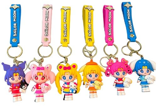Xingbiyou 6 Stück Anime Sailor Moon Schlüsselanhänger Set, Auto Schlüsselanhänger Tasche Anhänger
