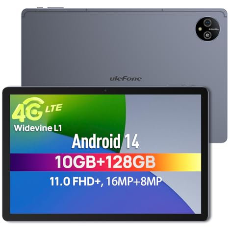 Ulefone Tab A11 Tablet 128GB Android 14 2025, 10GB RAM /2TB SD 11 Zoll Octa-Core 8000mAh/18W 16MP+8MP Gaming Tablets PC Simlockfrei Ohne Vertrag 4G LTE Dual SIM/5G WiFi/BT5.2/GPS OTG Widevine L1