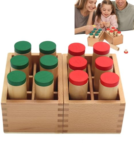 Klangzylinder aus Holz, Spielzeug aus Holz, zylindrisches sensorisches Hörspielzeug aus Holz, Lernspielzeug mit Zylinder-Sound, Flaschen mit Entwicklungs-Sound