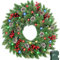 Türkranz Weihnachten,Künstlicher Weihnachtskranz Adventskranz mit Christbaumkugeln und Zweigen Dekokranz,Weihnachtsdekoration Christmas Door Wreath Weihnachtskugeln Fenster Weihnachts Fensterdeko