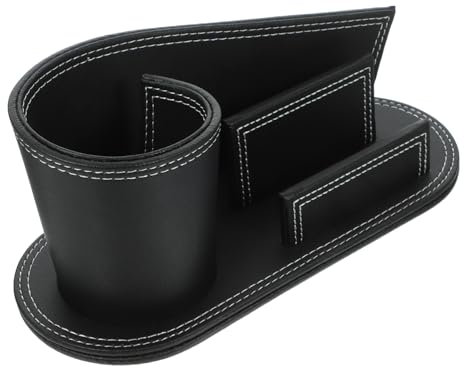 Warmhm Portamatite Da Ufficio in Pelle Nera Con Porta Biglietti Da Visita - Organizzatore Da Scrivania - Elegante Contenitore Multiuso Per Penne e Accessori Da Tavolo Set Ufficio