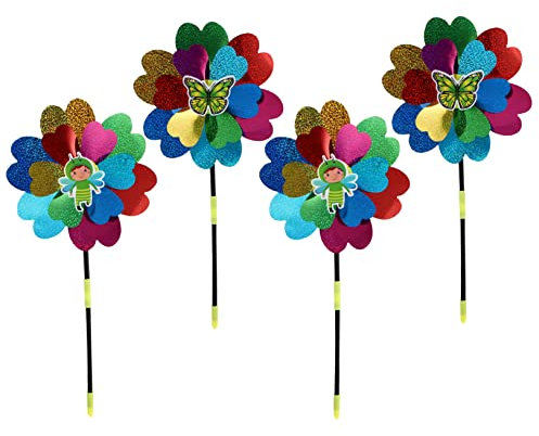 Supvox 4stücke Cartoon-Design Windmühlen Schönes Windrad-Spielzeug Mit Pailletten Für Garten Und Balkon