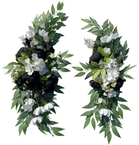 Künstliche Pfingstrosen mit Eukalyptus-Grün, 2 Stück | Künstliches Pfingstrosenarrangement Ideal für Hochzeitszeremonie, Willkommensschild, Hauswand und Empfangsdekoration.