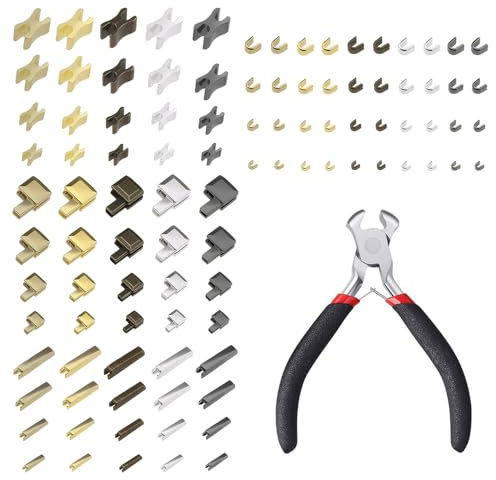 OMJMYY 100 pezzi Set di Riparazione con Chiusura Lampo Zinco in Lega Scorrimento Della Cerniera di Ricambio Chiusure Lampo Riparazione Kit con Pinze per Installazione per Giacche Jeans Cucito