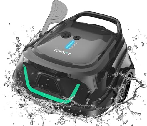WYBOT A1 Robot de piscine Akku mit Dual-Filtersystem - 120 Min Ultra-Leise Reinigung für 100㎡ Pools | Energiesparsystem & Kabelloser Pool Sauger Akku,Mattes Schwarz Grün