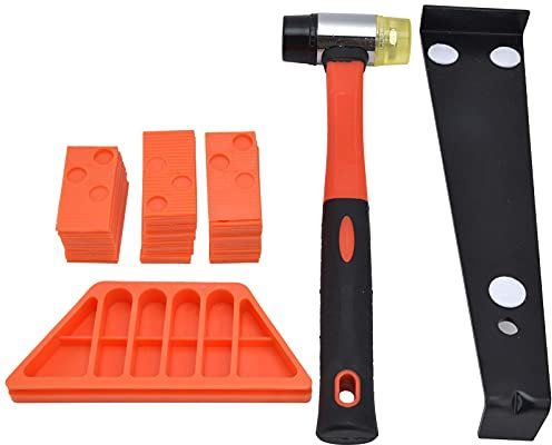 33Pcs Floor Install Tool Kit for Household Laminate Wooden Flooring, Includes Double Face Hammer, Heavy Duty Pull Bar, Spacers and Tapping Block, Durable and Convenient for