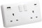 SHPELEC® 2 Gang White Switched Socket with 20W USB A+C PD Ultra-Fast Charge + Back Box | Curved Edge Wall Outlet | 13A, 230V |(2G Socket with 20W PD20 USB A+C + Back Box, 1 Pack)