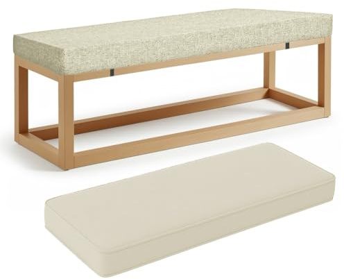 ZSWXF 5cm Dicke Sitzkissen Outdoor Leinenstoff Bankauflage Bankkissen Sitzauflage Stuhlkissen Bank Sitzbank Auflage Polster fur Banke Kissen Kissenauflage for Gardenbank,Beige,100 x 50 x 5 cm