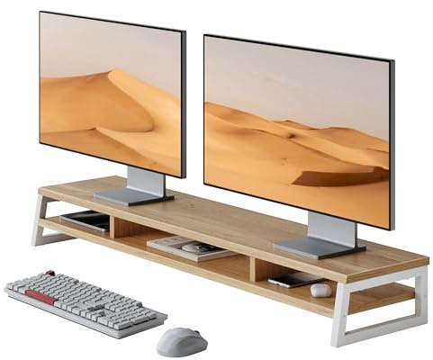 Fenge Monitor Stand for Desk,Monitor Riser for 2 Tiers,108cm,Dark Oak