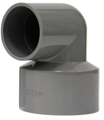 NHJREO 1pc PVC 90 Degree Elbow Reducer Fitting - 25-110mm, for Garden, Aquarium, Plumbing, and DIY Projects(Gray,110x75mm)