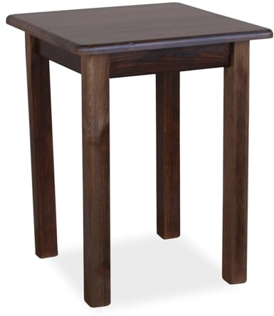 Metdrew Holzküchentisch | Kiefernholz | Tisch für 2 Personen | Kleiner Tisch | Wohnzimmertisch | Esstisch aus Holz | Tischplatte mit abgerundeten Kanten | Maße: 60x60 | Farbe: Braun (Walnuss)