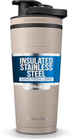 Ice Shaker Isolierte Edelstahl-Shaker-Flasche, 750 ml, Java, kalt für 30+ Stunden, isolierter Becher mit Drehrührwerk, geruchsfreie Flasche für Protein-Shakes, Wasser, Smoothies, Cocktails