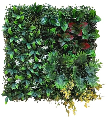 ALMLEU Faux Gazon Lot de 6 Panneaux muraux en Gazon Artificiel 50x50cm, Fausse Verdure, écran confidentialité for l'extérieur et l'intérieur