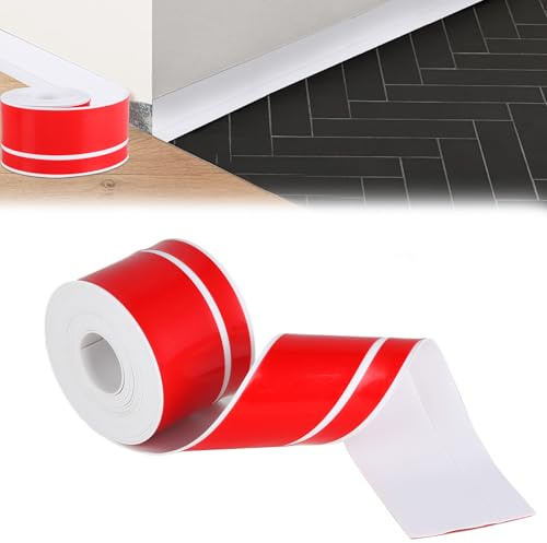 5 Meter lange, flexible, selbstklebende Sockelleiste, 50 mm x 20 mm, weiß, mit selbstklebender PVC-Kantenleiste, geeignet für Türen, Fenster, Wände, Küchen und Fliesen