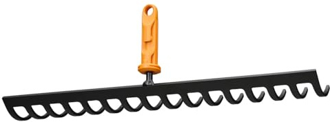 Fiskars OneClick Rechen 16 Zinken, Bodenrechen-Aufsatz für Saatbeete | Müheloses Wechseln mit nur einem Klick, Gehärteter Kohlenstoffstahl, Schwarz/Orange, 1080678
