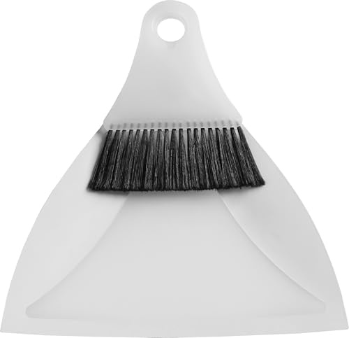 haug bürsten Flexi Kehrgarnitur – in Weiß – Ideal als flexiblerer Tischkehrer – mit Handfeger & Kehrblech - aus Polyester - platzsparend - Maße: 27,5 x 24,7 x 10cm - Made in Germany