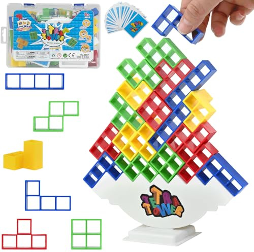 DARENYI 48 Piezas Tetra Tower Balance Toy, Juguetes Apilables de Equilibrio para Adultos, Stack Attack Juego, Juguete Interactivo para Juegos Familiares Fiestas Viajes, Regalos de Cumpleaño