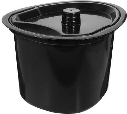 HORIALENCE Pot de Chambre Adulte Noir 5l en Plastique avec Couvercle, Facile à Transporter, Design Ergonomique pour Patients et Personnes Handicapées