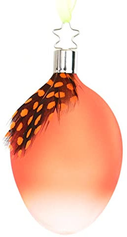 Inge-glas Oster-Hänger Ei Weightless Leuchtorange matt mit Feder H ca. 8 cm