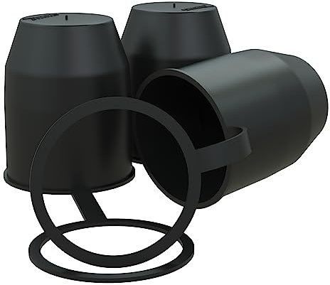 AUPROTEC Schutzkappe Anhängerkupplung mit Sicherungsring Kugelschutzkappe Abdeckkappe mit Schlaufe für Auto Kugelkopf-Kupplung schwarz 3er-Set