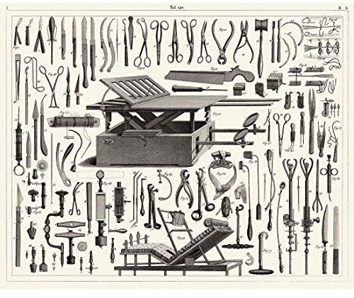 meishe vintage - poster drucken, antike beispiel kunst chirurgische instrumente werkzeuge sammlung identifizierung bezug chart die medizinische wissenschaft wand dekor (15.75'' x 12.60'')