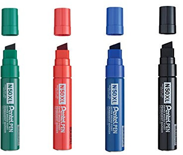 N50XL Black,Blue,Red,Green Chisel Point XL Permanent Markers (Pack of 4) - Assorted
