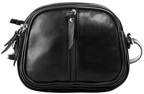 Cluty Umhängetasche echt Leder Damen | Made in Italy | kleine Abendtasche | elegante Partytasche mit 3 Fächern | 020402
