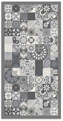 Panorama Vinylteppich - Modell Vynilteppich Hydraulic Fliesen Grau Farbe - 80x300 cm - Verschiedene Größen - Deko Küche, Läufer und Outdoor