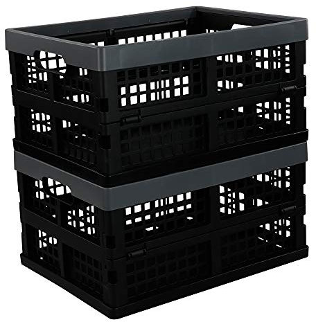 Neadas 15 L Plastic Collapsible Storage Crate, Folding Storage Box Crate, 2 Pack