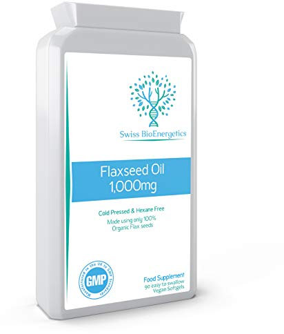 Flaxseed Oil Capsules 1000mg – 90 Vegan Soft Gels - High in Omega 3, 6, 9 - Made with only Cold Pressed, Hexane Free Organic Flax Seed - Manufactured in The UK