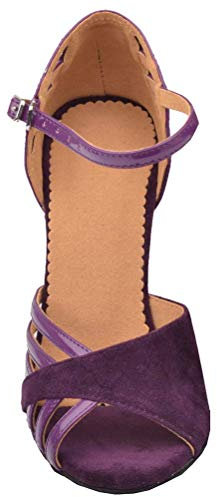 Zapatos de danza latina para mujer, para principiantes, para fiestas, bodas, salsa, color morado, Purple, 41 EU