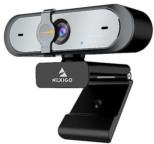 NexiGo N660P 60FPS 1080P Webcam mit Softwaresteuerung, Dual-Mikrofon & Abdeckung, AutoFocus, HD USB Computer Webkamera, für OBS Gaming Zoom Skype FaceTime Teams