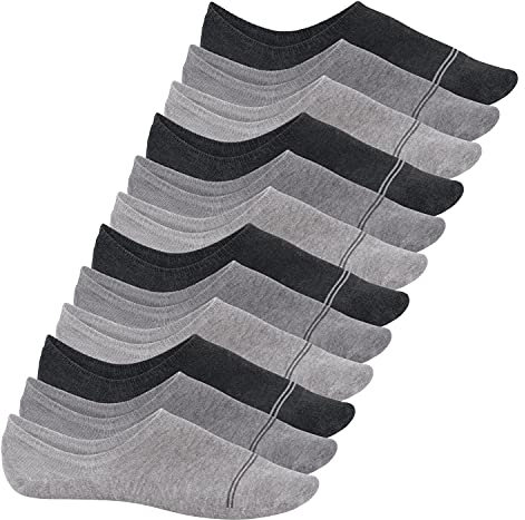 Footstar Damen und Herren Füßlinge (12 Paar) No Show Footies mit Anti-Slip - Sneak-it! - Grau-Mix 35-38