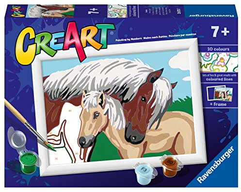 Ravensburger CreArt: Mutterliebe — Malen mit Zahlen für Kinder ab 7 Jahren, Malset mit Brettern, Rahmen, Pinsel und Farben im Lieferumfang enthalten, 14 x 19 cm, Geschenkideen