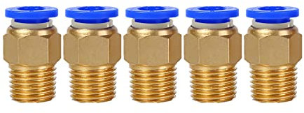 Racor atornillado neumático de 1/8 pulgadas a 6 mm, 5 unidades, conector de calidad industrial.